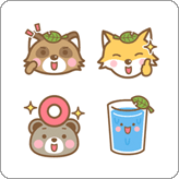 LINE絵文字 リアクション向き タヌキとキツネの絵文字